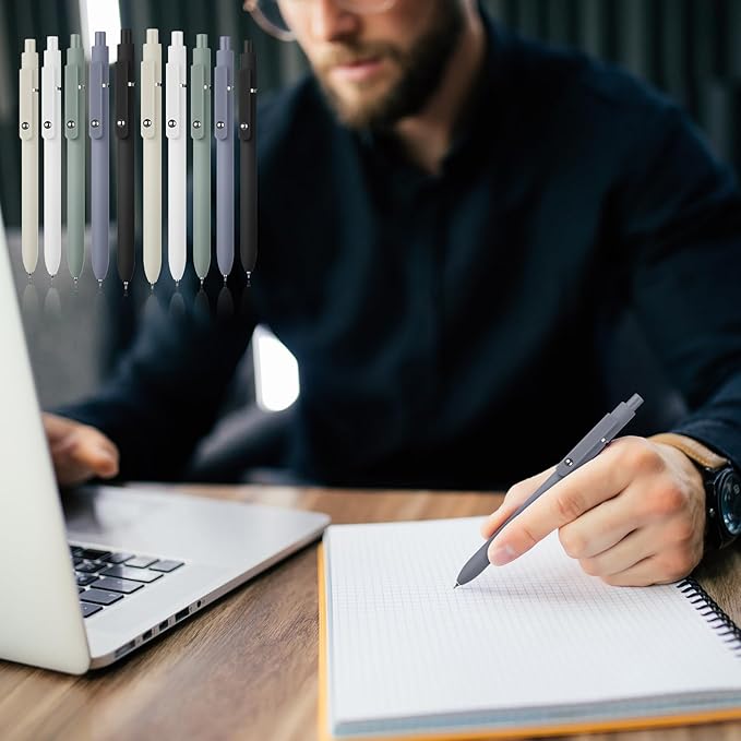 Epakh Gel Pens, 10 Pcs 0.5mm Quick Dry Black Ink Fine Point Smooth Writing Pens High End Series Retractable Aesthetic Ballpoint for Office School Supplies Women Men Gifts(Classic Color,Classic)