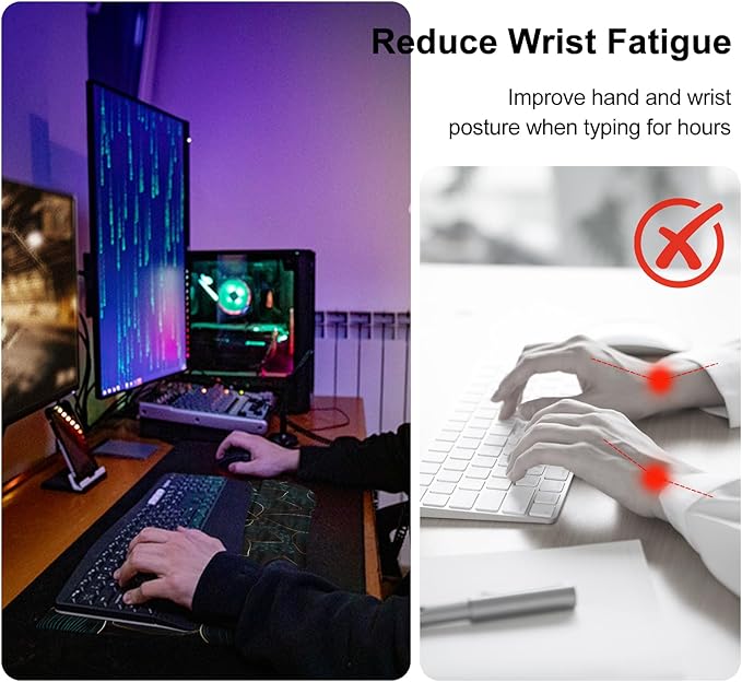 Computer Keyboard Stand with Wrist Rest,Comfy Ergonomic Tilted Keyboard Holder,Keyboard Tray Support for Office Home (Green Flowers)