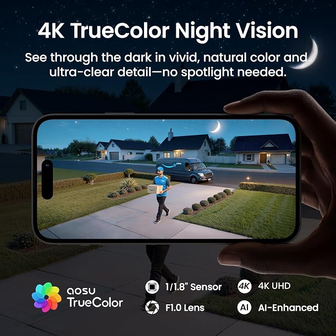 aosu T2 Ultra 4K Security Cameras Wireless Outdoor, TrueColor Night Vision - Image 4