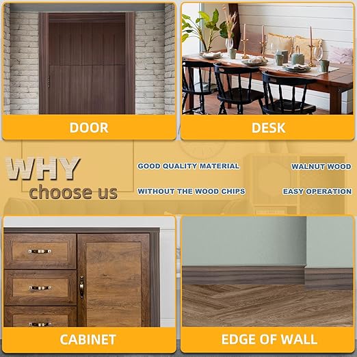 GSCIT Club Wood Grain Repair Tape, 2.3 inch X 50ft Self Adhesive Walnut Grain Repair Patch for Tables, Chairs, Baseboards, Doors, Windows, Floors, Handicraft DIY.