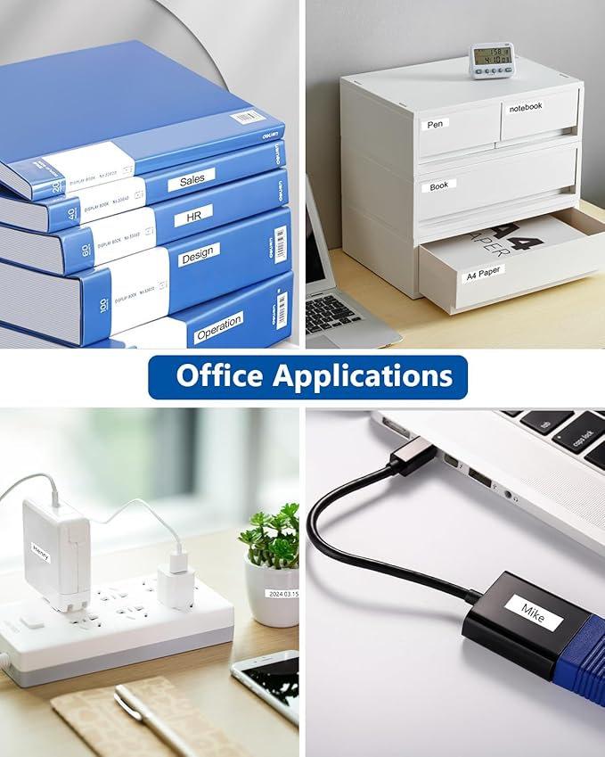 50-Pack TZe TZ Tape 12mm 0.47 Inch Laminated Black on White 1/2" Compatible for P Touch Label Tape Refills for Ptouch PT-P710BT H110 D210 D220 D400 D600 PTH110 Label Maker