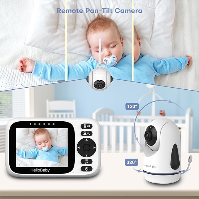 HelloBaby 3.2'' Baby Monitor 2 Cameras, Video Audio Baby Monitor No WiFi - Image 5