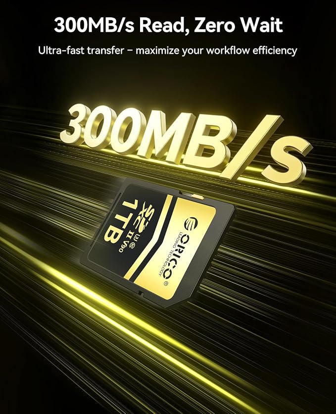 ORICO 256GB SD Card V90 UHS-II Memory Card, 300MB/s Read 250MB/s Write - Image 2