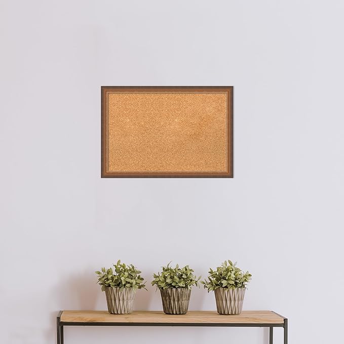 Amanti Art Natural Cork Board for Wall, 18x26 Vision Board with Bronze Frame, Medium Corkboard Office Decor for Home Organization, Modern Corkboard Pinboard to Display Items for Home Organization in