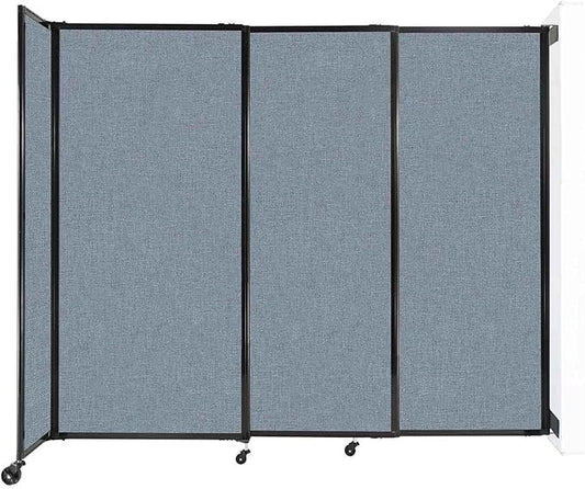 Wall-Mounted Sliding StraightWall Room Divider | Adjustable Widths | Locking Wheels | Room Separator | Up to 7'2" Wide x 6' Tall Powder Blue Fabric Panels