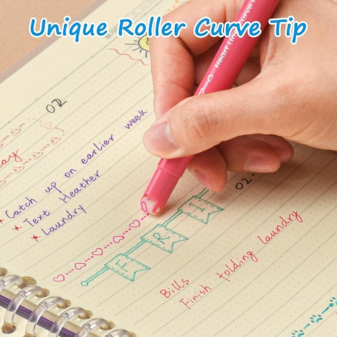 AECHY 18PCS Curve Highlighter Pen Set, Dual Tip Marker Pens with 18 Different Curve Shapes & 18 Colors Mark Lines, Aesthetic Curve Marker Highlighter for Journal Planner School Supplies