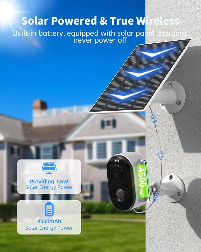 Security Cameras Wireless Outdoor, Solar Battery Powered 2k Color Night Vision - Image 9