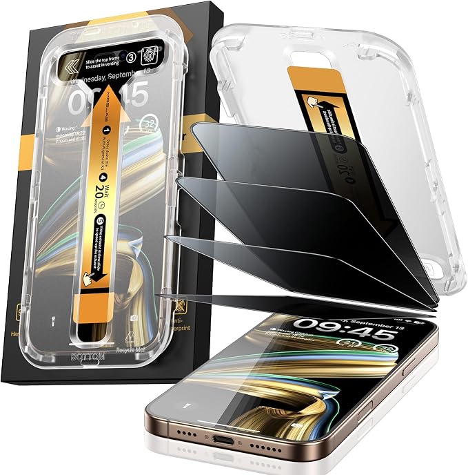MRGLAS 4-Pack TOP 9H+ Glass for iPhone 15 Pro Privacy Screen Protector UNBREAK by MRGLAS