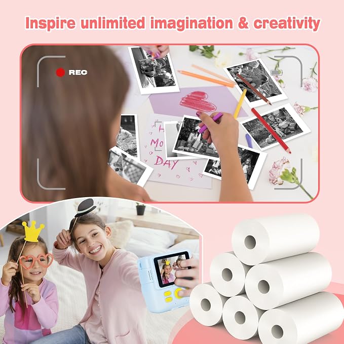 Phetium 20 Rolls Kids Camera Instant Print Refill Paper Set, HD Printing - Image 4