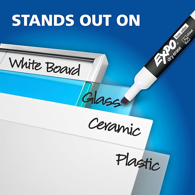 EXPO Low Odor Dry Erase Markers Chisel Tip Assorted Fashion Colors 36 Count for Classroom Office & Home Use