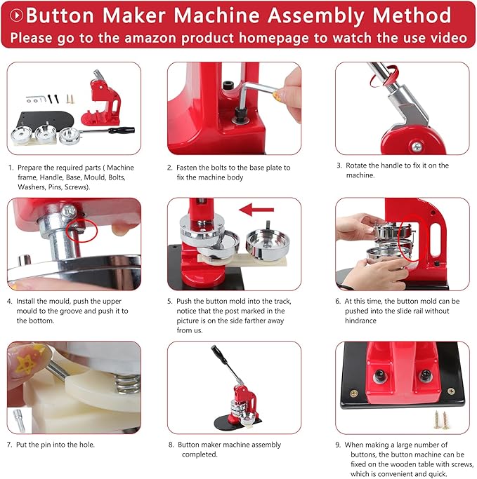 Button Maker Multiple Sizes - DIY Press 1.25 inch+2.25 inch+3 inch, Removable Badge Machine With 300 Parts Supplies, Circle Cutter and Cutting Mat