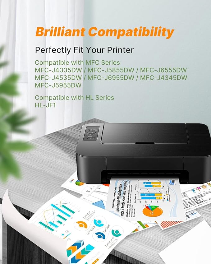 LC406 Ink Cartridges for Brother Printer Replacement for Brother LC406XL LC406 Ink Cartridges High Yield for Brother MFC-J4335DW MFC-J5855DW MFC-J6555DW MFC-J4535DW MFC-J6955DW MFC-J4345DW, 4 Pack