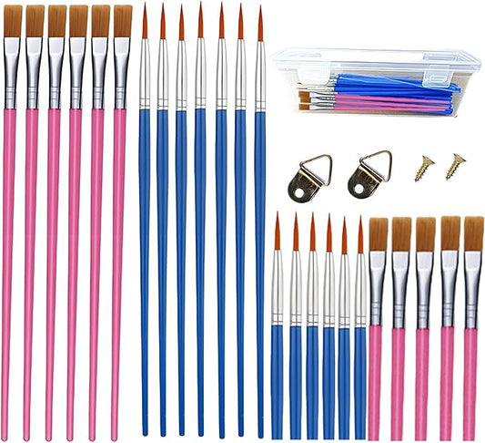 50Pcs Drawing Pen Set, Loose Brush Washable Art Brush, Suitable for Students, classrooms and Handicraft Painting, Graffiti, Watercolor Painting and face Painting Blue-50pcs（Mix）