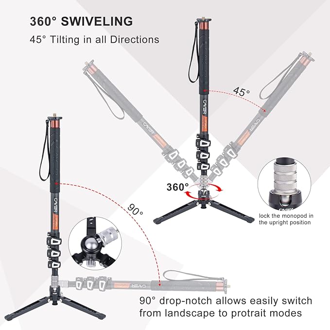 Cayer Carbon Fiber Monopod Leg, 68 Inch Camera Telescopic Video Monopod Tube - Image 3