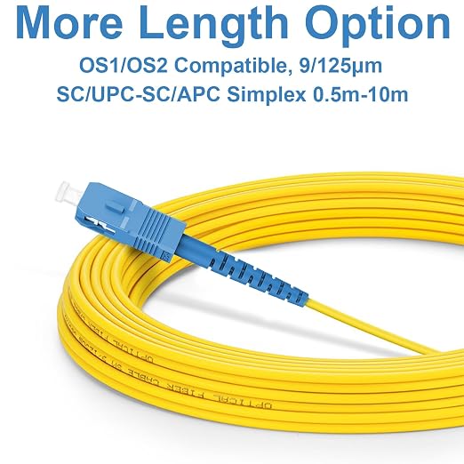 FLYPROFiber- OS2 Single Mode Fiber Patch Cable, 10m/33ft SC/UPC to SC/APC Fiber - Image 3