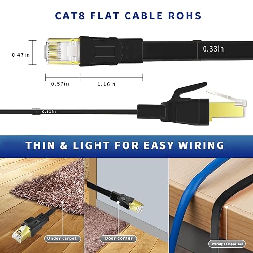 CAT8 Ethernet Cable 15ft, High Speed Heavy Duty Cat8 LAN Network Cable 40Gbps - Image 3