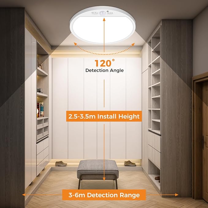 slochi 2Pack Motion Sensor Light Indoor Wired, 12 Inch 3000K/4000K/6500K Closet - Image 6