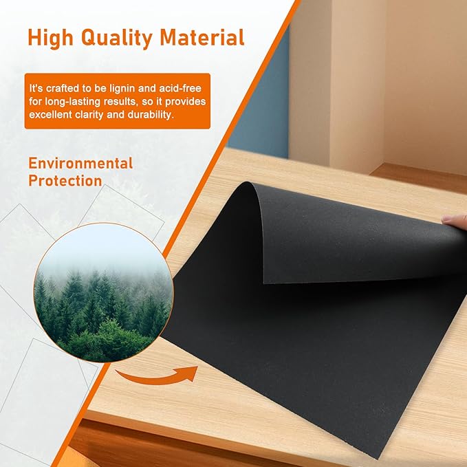 100 Sheets Black Cardstock 8.5 x 11 Certificate Paper, 92lb Heavyweight Printer Paper Card Stock for Invitatins, Crafting, Memus, DIY Making Cards, School Scrapbooking, Graduations