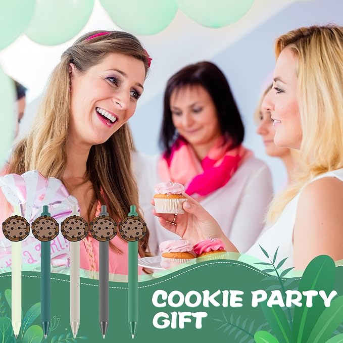 30 Pcs Scout Cookie Ballpoint Pen Bulk Retractable Writing 1. 0 mm Medium Point Black Ink Green Fancy Gift for Friend Troop Scout Leader Cookie Lover Gift Party Favor School Supplies