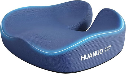 HUANUO Ergonomic Seat Cushion for Office Chair, Extra Large Car Seat Cushion, Tailbone and Back Support, Cooling Gel Enhanced, 4-Zone Pressure Relief Chair Cushions for Office, Car, Wheelchair