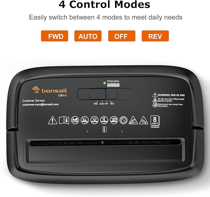 Bonsaii Paper Shredder, 8-Sheet Crosscut Shredder with 4.2 Gallon Bin Shred Credit Card/Mail/Staple/Clip, P-4 Security Level Document Shredder with Handle for Home Office (C261-C)