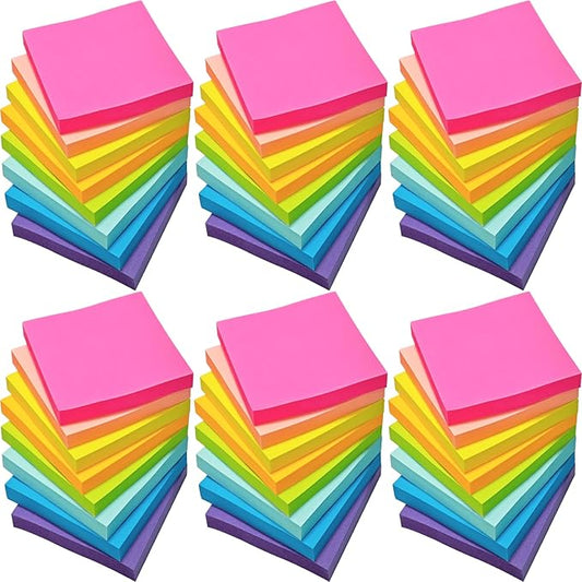 48 Pack 2400 Sheets Sticky Notes 3x3 Inches Bulk Colored Posted Notes 8 Colors Notes Stickies Note Pads for Office, School, and Home Supplies, 50 Sheets/pad