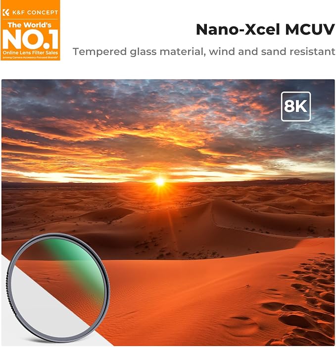 K&F CONCEPT 58mm MC UV Protection Filter Shockproof Tempered Optical Glass - Image 2