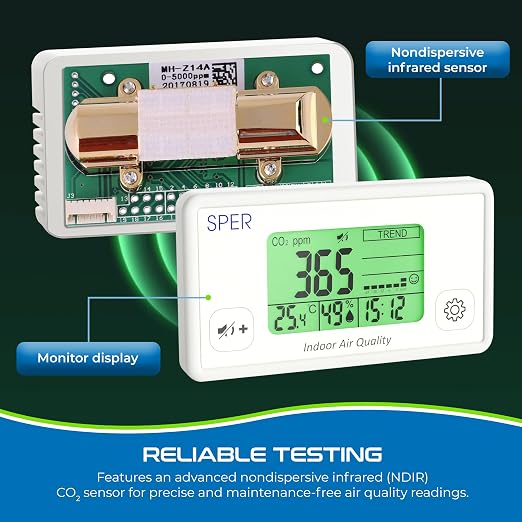 Sper Scientific Digital Indoor Air Quality Meter Monitor 800052 w/NDIR CO2 - Image 4