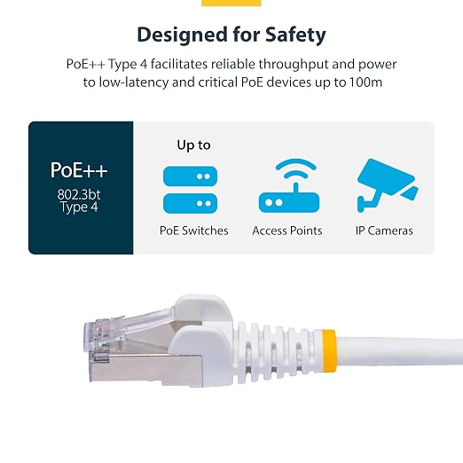 StarTech.com 6in White CAT8 Ethernet Cable, Snagless RJ45, 100W PoE++, 26AWG - Image 5