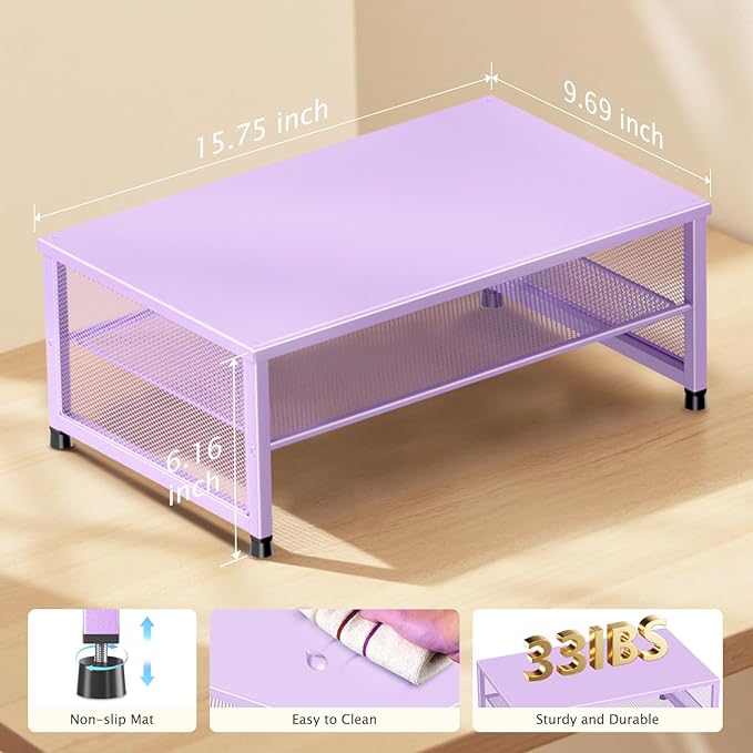 Computer Monitor Stand Riser, Desk Organizers and Accessories, Printer & Laptop Stand, Office Desk Accessories & Desktop Workspace Organizers for Office Supplies (Purple)