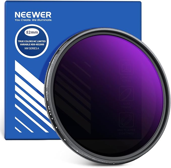 NEEWER 82mm Variable ND Filter, True Color & Hard Stop, 3-11 Stops Adjustable by Neewer