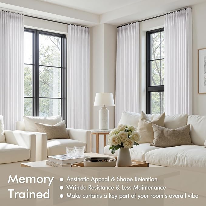 Memory Trained Pinch Pleated Curtains 105 Inches Long, Viral Linen Pinch Pleat - Image 5