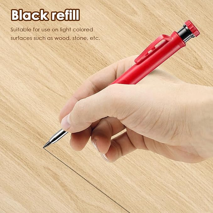 24Pcs 2.8mm Carpenter Pencil Refill Long Lasting HB Refill for Construction Pencils Replacements Carpenter Marker Graphite Woodworking Mechanical Pencil Leads(Black)