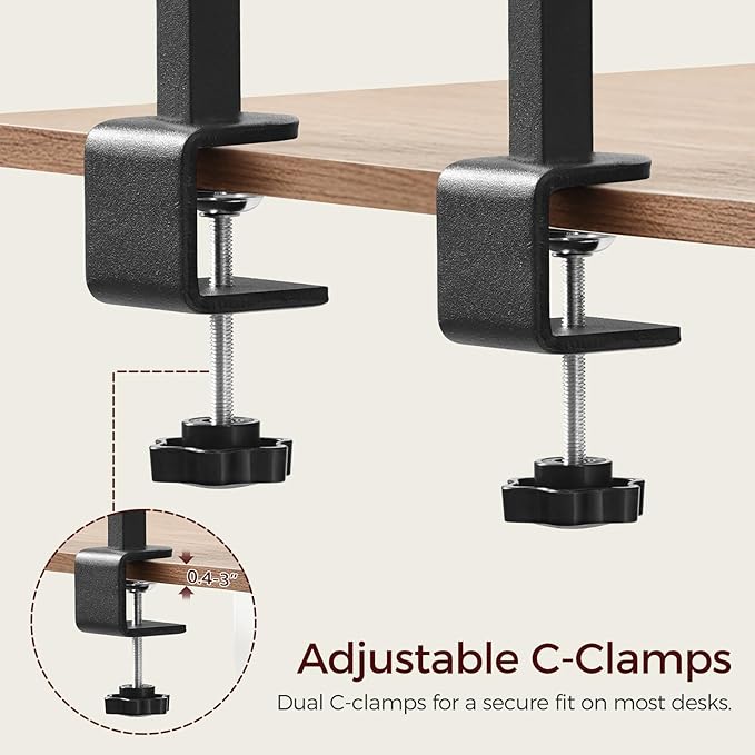 Clamp On Desk Organizer, 2-Tier Desktop Bookshelf, Adjustable Desk Storage Shelf, Metal Frame, for Office, Study and Game Room, Black DSBK3501
