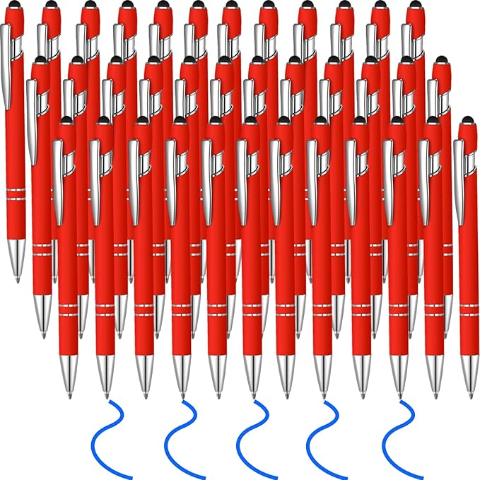 36 Pcs Blue Ink Ballpoint Pen with Stylus 2 in 1 Ballpoint Pen for Touch Screens School Office Coworkers (Red)