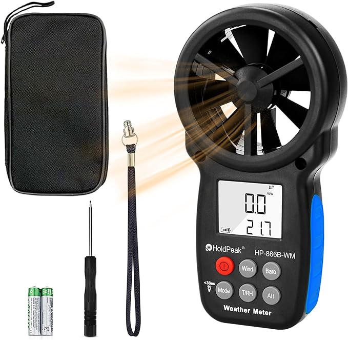 HoldPeak Handheld Anemometer Barometer, Weather Meter by HHOLDPEAK