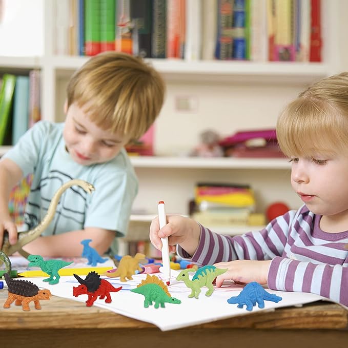 72 Pcs Animal Erasers for Kids, Dinosaur 3D Puzzle Eraser Bulk, Mini Dinosaur Toys, Desk Pets for Students, Classroom Prizes, Party Favors