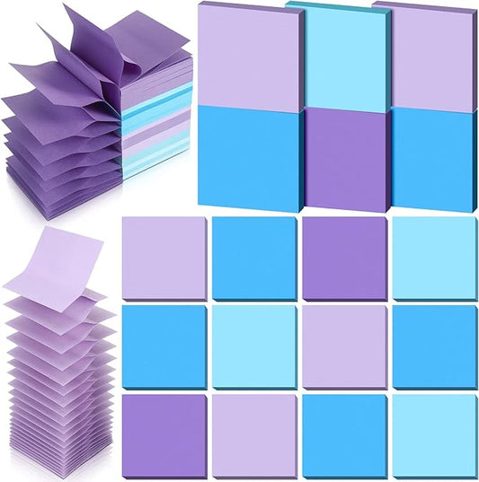 24 Pack Pop Up Sticky Notes 3 x 3 Refills 1200 Sheets Colored Sticky Notes Self Adhesive Memo Pads for Home Office Supplies(Purple Blue, Classic)