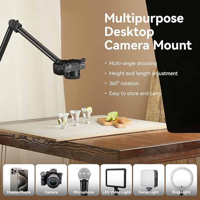 SMALLRIG Overhead Camera Mount, Camera Desk Mount Stand - Image 4