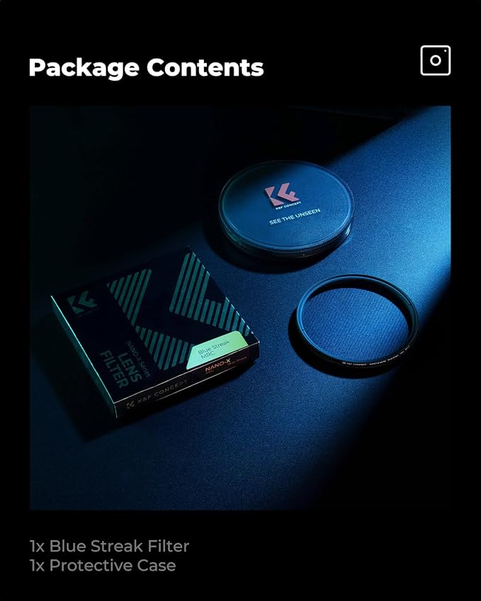 K&F CONCEPT 49mm Blue Streak Effect Lens Filter Anamorphic Optical Glass Light - Image 7