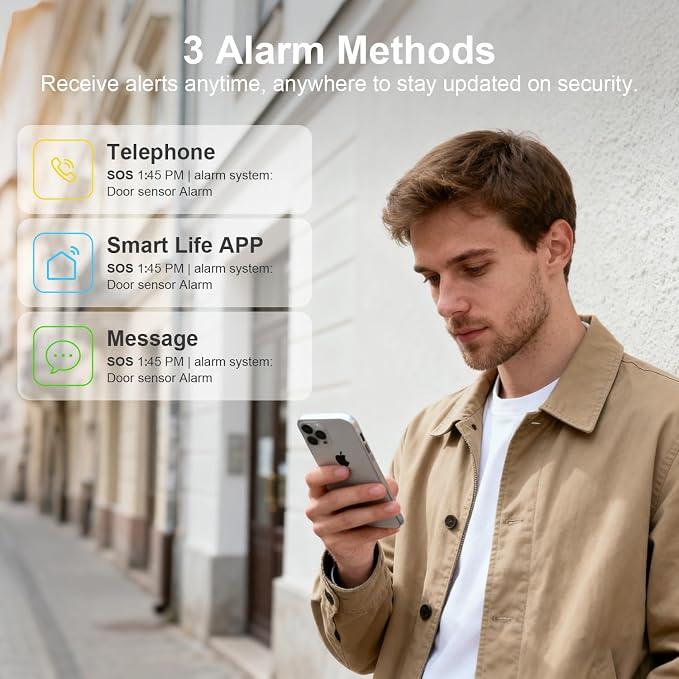 Wireless Home Security System, 4.3in Touch Screen Alarm System, 21Piece WiFi/4G - Image 3