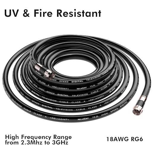 10ft RG6 Coaxial Cable Black, 75 Ohm Coax Cable - Image 4