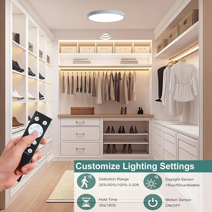 12 Inch Motion Sensor LED Ceiling Light Wired, Closet Lights Motion Activated - Image 3