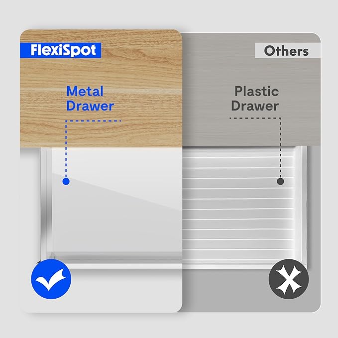 FLEXISPOT Comhar Electric Standing Desk with Drawer Desktop & Adjustable Frame w/USB Charge Ports (Bamboo Texture/White, Wood)