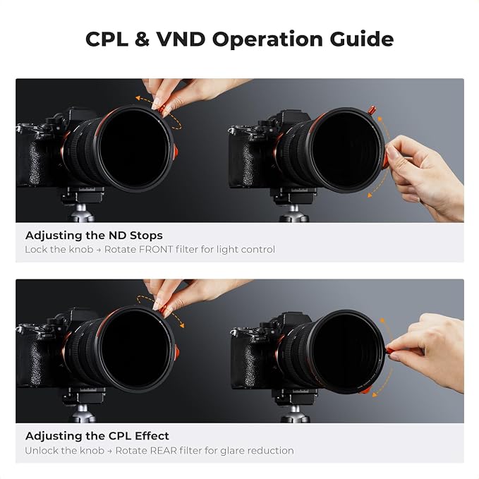 K&F CONCEPT 77mm Magnetic 1s Swap 5-Pack: CPL + VND2-32 + Black Diffusion 1/4 + - Image 8