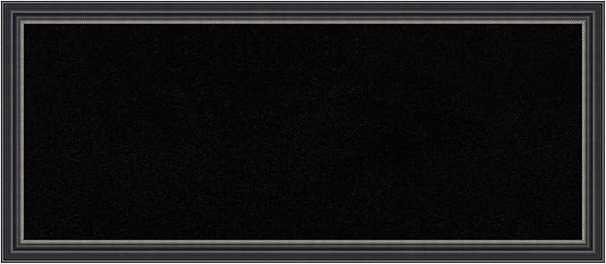 Amanti Art Black Cork Board for Wall, 14x32 Vision Board with Black Wood Frame, Medium Corkboard Office Decor for Home Organization, Traditional Corkboard Pinboard to Display Items for Home