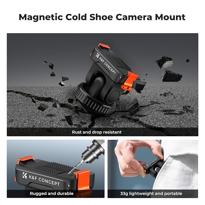 K&F CONCEPT Cold Shoe Action Camera Magnetic Quick Mount Holder, Tripod Mount - Image 8