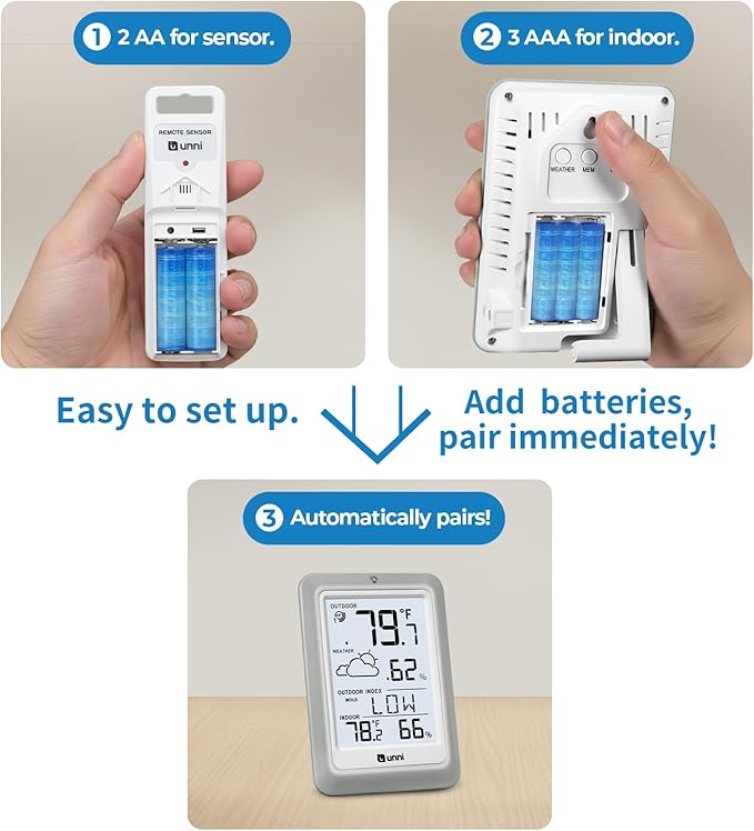 Indoor Outdoor Thermometer Hygrometer Wireless Weather Station, Temperature - Image 6