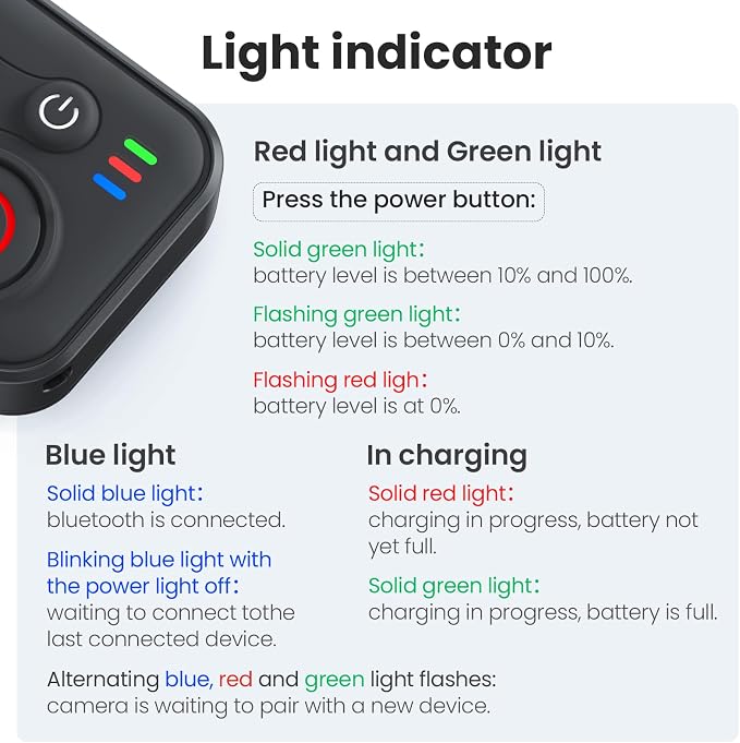 Bluetooth Remote Control for Insta360 X5/X4/X3/X2/Go 3S/ACE Pro 2, GoPro Camera - Image 9