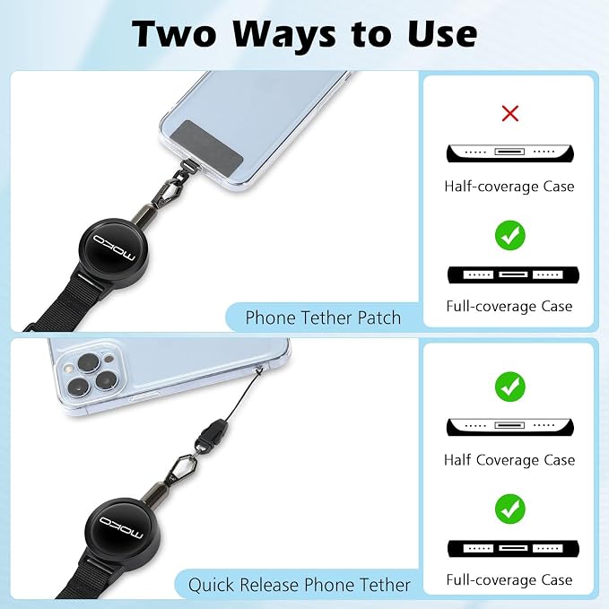 MoKo Anti-theft Phone Tether, Phone Lanyard & Keychain Retractable Steel Line - Image 6